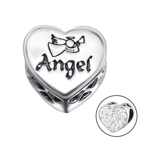 Heart Angel Charms z cyrkonią/kryształem biżuterii | All4silver