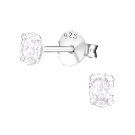 Srebrny Owalny 3x4mm Klasyczne Kolczyki Sztyfty biżuterii | All4silver