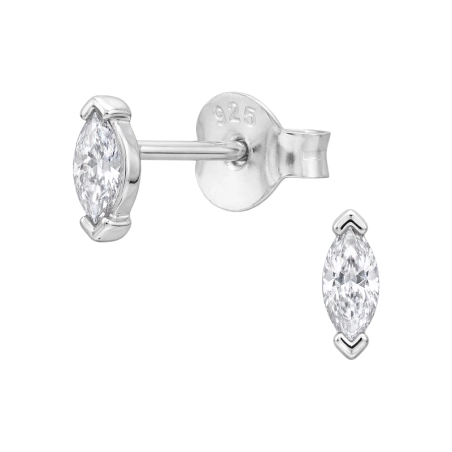 2X5Mm Markiza V-Prong Kolczyki sztyfty z cyrkonią biżuterii | All4silver