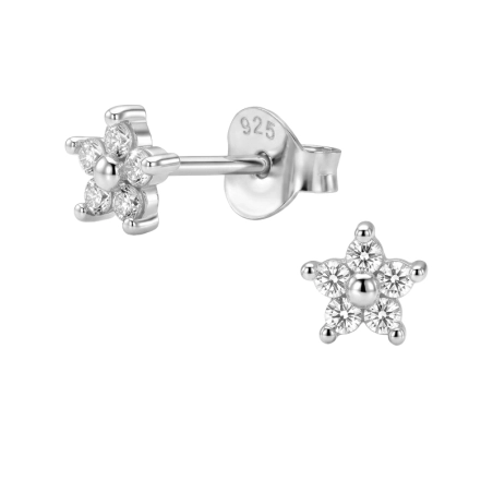 Kwiat z Cyrkonią 5mm Kolczyki sztyfty z cyrkonią biżuterii | All4silver