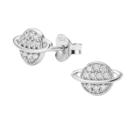 10mm Saturn z Cyrkonią Kolczyki sztyfty z cyrkonią biżuterii | All4silver