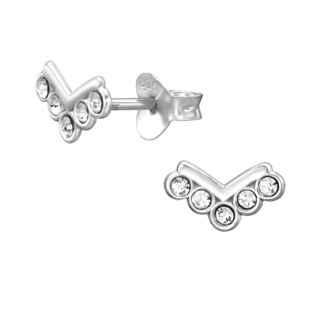 Chevron z Kryształami Kolczyki sztyfty z kryształem biżuterii | All4silver