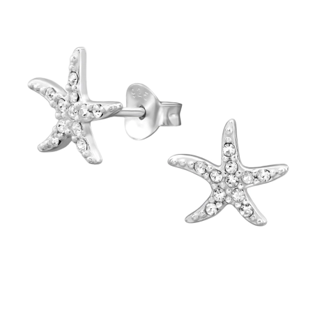 10mm Rozgwiazda z kryształkami Kolczyki sztyfty z kryształem biżuterii | All4silver