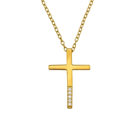 Pozłacany Krzyż Łaciński 18mm Religia biżuterii | All4silver